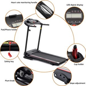 Folding Treadmill, 2.5HP Electric Treadmill for Home with Bluetooth and Incline, Portable Fitness Running Workout for Small Space Home Gym Equipment, MP3 (Black)