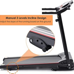 Folding Treadmill, 2.5HP Electric Treadmill for Home with Bluetooth and Incline, Portable Fitness Running Workout for Small Space Home Gym Equipment, MP3 (Black)