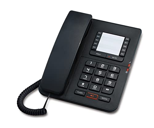 Corded Landline Phones - Convenient and Fast Desktop Landline Phones Durable Wall Phone with Hands-Free/Mute/Hold/Flash/Redial Function Easy to Operate Suitable for Home,Hotel,Office (Black)