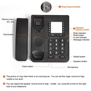 Corded Landline Phones - Convenient and Fast Desktop Landline Phones Durable Wall Phone with Hands-Free/Mute/Hold/Flash/Redial Function Easy to Operate Suitable for Home,Hotel,Office (Black)