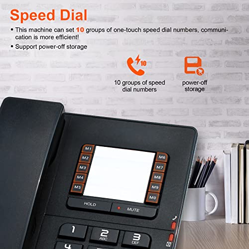 Corded Landline Phones - Convenient and Fast Desktop Landline Phones Durable Wall Phone with Hands-Free/Mute/Hold/Flash/Redial Function Easy to Operate Suitable for Home,Hotel,Office (Black)