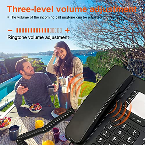 Corded Landline Phones - Convenient and Fast Desktop Landline Phones Durable Wall Phone with Hands-Free/Mute/Hold/Flash/Redial Function Easy to Operate Suitable for Home,Hotel,Office (Black)