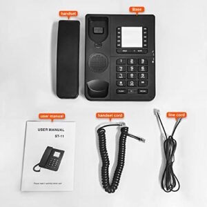 Corded Landline Phones - Convenient and Fast Desktop Landline Phones Durable Wall Phone with Hands-Free/Mute/Hold/Flash/Redial Function Easy to Operate Suitable for Home,Hotel,Office (Black)