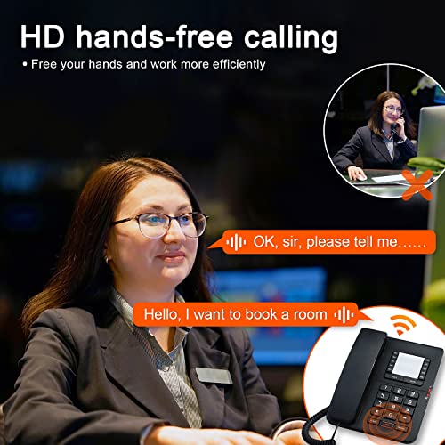 Corded Landline Phones - Convenient and Fast Desktop Landline Phones Durable Wall Phone with Hands-Free/Mute/Hold/Flash/Redial Function Easy to Operate Suitable for Home,Hotel,Office (Black)