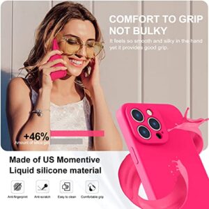 Vooii Compatible with MagSafe iPhone 14 Pro Magnetic Case, [9H Screen Protector] [Camera Protective] [Soft Microfiber Lining] Liquid Silicone Shockproof Case for iPhone 14 Pro - Hot Pink