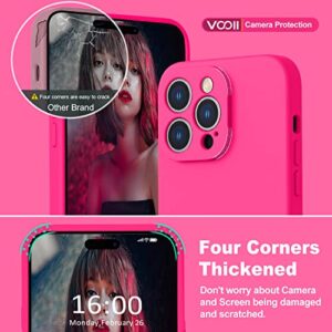 Vooii Compatible with MagSafe iPhone 14 Pro Magnetic Case, [9H Screen Protector] [Camera Protective] [Soft Microfiber Lining] Liquid Silicone Shockproof Case for iPhone 14 Pro - Hot Pink