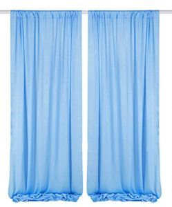 cytdkve 2 panels 4.8 feet x 10 feet sky blue velvet-like wedding backdrop curtain drapes, silky soft window curtains panels for wedding ceremony birthday party decorations