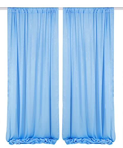 Cytdkve 2 Panels 4.8 Feet x 10 Feet Sky Blue Velvet-Like Wedding Backdrop Curtain Drapes, Silky Soft Window Curtains Panels for Wedding Ceremony Birthday Party Decorations