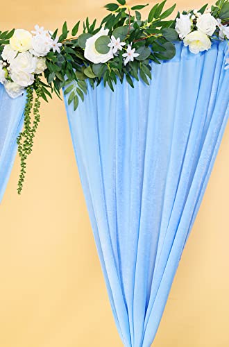 Cytdkve 2 Panels 4.8 Feet x 10 Feet Sky Blue Velvet-Like Wedding Backdrop Curtain Drapes, Silky Soft Window Curtains Panels for Wedding Ceremony Birthday Party Decorations