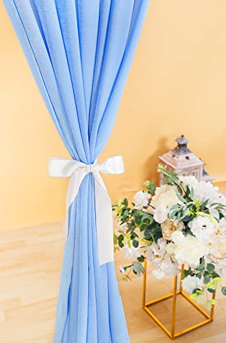 Cytdkve 2 Panels 4.8 Feet x 10 Feet Sky Blue Velvet-Like Wedding Backdrop Curtain Drapes, Silky Soft Window Curtains Panels for Wedding Ceremony Birthday Party Decorations