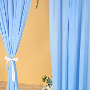 Cytdkve 2 Panels 4.8 Feet x 10 Feet Sky Blue Velvet-Like Wedding Backdrop Curtain Drapes, Silky Soft Window Curtains Panels for Wedding Ceremony Birthday Party Decorations