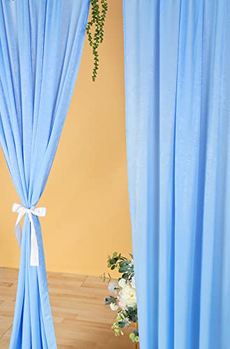 Cytdkve 2 Panels 4.8 Feet x 10 Feet Sky Blue Velvet-Like Wedding Backdrop Curtain Drapes, Silky Soft Window Curtains Panels for Wedding Ceremony Birthday Party Decorations