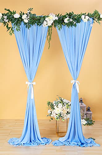 Cytdkve 2 Panels 4.8 Feet x 10 Feet Sky Blue Velvet-Like Wedding Backdrop Curtain Drapes, Silky Soft Window Curtains Panels for Wedding Ceremony Birthday Party Decorations