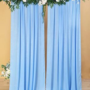 Cytdkve 2 Panels 4.8 Feet x 10 Feet Sky Blue Velvet-Like Wedding Backdrop Curtain Drapes, Silky Soft Window Curtains Panels for Wedding Ceremony Birthday Party Decorations