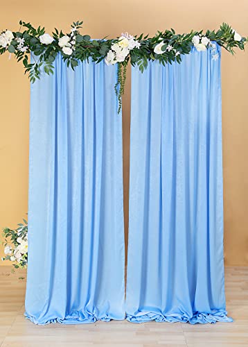 Cytdkve 2 Panels 4.8 Feet x 10 Feet Sky Blue Velvet-Like Wedding Backdrop Curtain Drapes, Silky Soft Window Curtains Panels for Wedding Ceremony Birthday Party Decorations