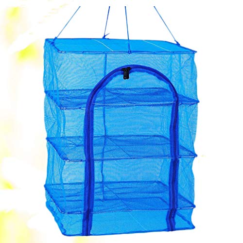 SEWACC Pasta Drying Rack Drying Rack 4 Layer Meat Drying Net Folding Hanging Mesh Drying Net with Zipper Vegetable Fish Dishes Fruit Drying Net for Indoor Outdoor (45x66cm) Drying Rack Clothing