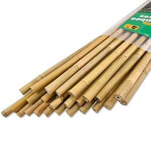 jollybower 25pcs 1/2" d thicker heavy duty bamboo stakes, 4ft plant stakes, natural garden stakes for tomato, bean, flowers,trees potted and climbing plant support