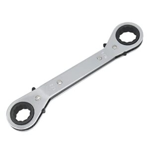 focmkeas 1/2-9/16 inch reversible universal ratcheting wrench,imperial double offset box end， matte chrome plated cr-v steel， heavy-duty，72 tooth ratchet spanner crooked for narrow spaces