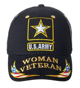 united states army woman veteran embroidered adjustable black baseball cap