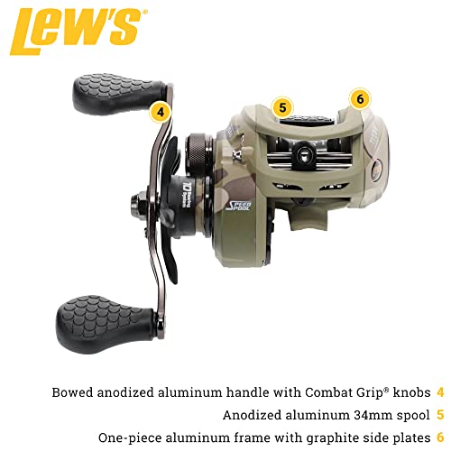 Lew's American Hero Tier 1 Casting Reel, 9+1 Stainless Steel Ball Bearings, 7.5:1 Gear Ratio, Right-Hand Retrieve, Multicam