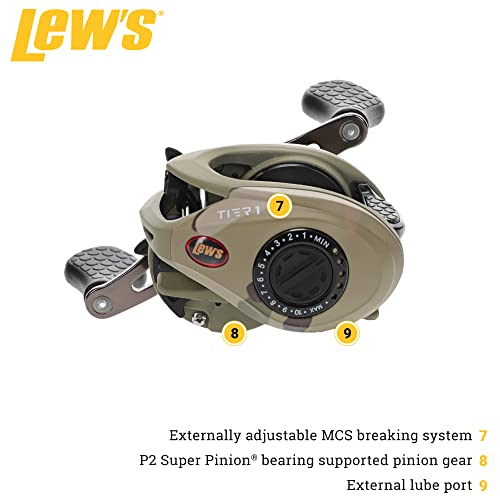 Lew's American Hero Tier 1 Casting Reel, 9+1 Stainless Steel Ball Bearings, 7.5:1 Gear Ratio, Right-Hand Retrieve, Multicam