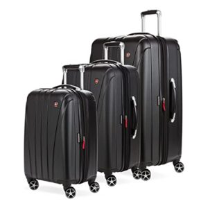 swissgear 7585 hardside expandable luggage with spinner wheels, black, 3-piece set (19/23/27)