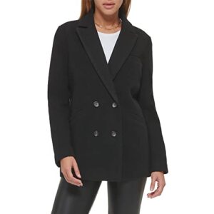 levi's women's wool blend double breasted blazer, black, large