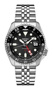seiko ssk001 5 sports men's watch silver-tone 42.5mm stainless steel, black