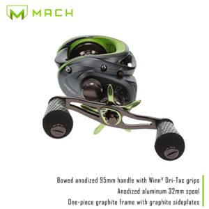 Mach Lew's 2 Baitcast Reel, 9+1 Stainless Steel Ball Bearings, 7.5:1 Gear Ratio, Right-Hand Retrieve, Black/Green