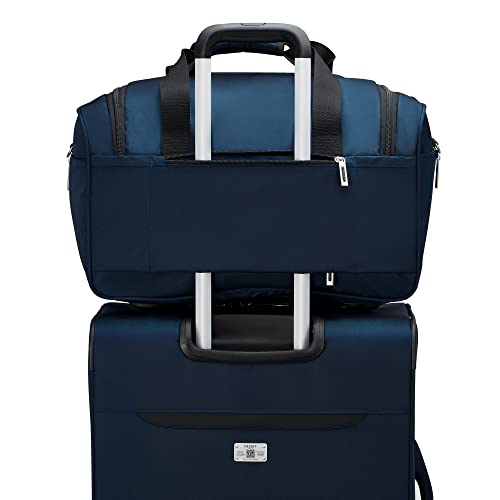 DELSEY Paris Sky Max 2.0 Softside Expandable Luggage with Spinner Wheels, Blue, 4 Piece Set w/Duffel