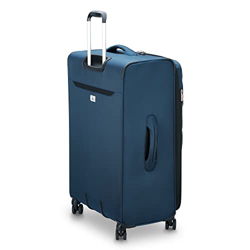 DELSEY Paris Sky Max 2.0 Softside Expandable Luggage with Spinner Wheels, Blue, 4 Piece Set w/Duffel