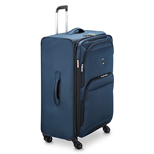 DELSEY Paris Sky Max 2.0 Softside Expandable Luggage with Spinner Wheels, Blue, 4 Piece Set w/Duffel