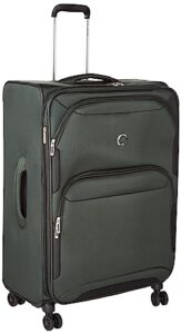 delsey paris sky max 2.0 softside expandable luggage with spinner wheels, green, checked-medium, 24 inch