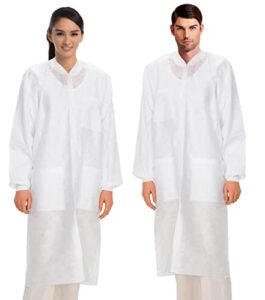 medical nation 10 disposable lab coats - white lab coat for women men, knee length, comfortable and durable white coat | perfect for use in hospitals, pharmacies, labs, clinics, at home | size small