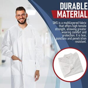 Medical Nation 10 Disposable Lab Coats - White Lab Coat for Women Men, Knee Length, Comfortable and Durable White Coat | Perfect For Use in Hospitals, Pharmacies, Labs, Clinics, at Home | Size Small