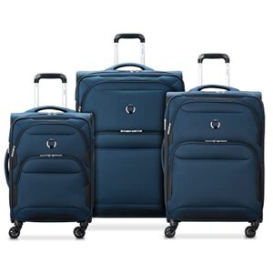 delsey paris sky max 2.0 softside expandable luggage with spinner wheels, blue, 3 piece set
