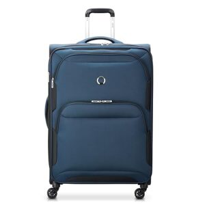 DELSEY Paris Sky Max 2.0 Softside Expandable Luggage with Spinner Wheels, Blue, 3 Piece Set