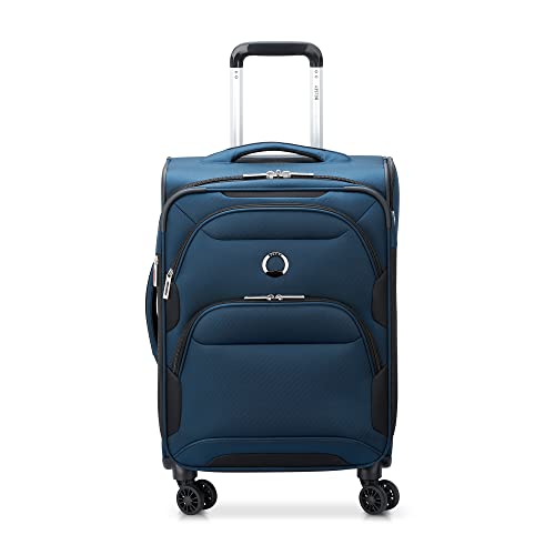 DELSEY Paris Sky Max 2.0 Softside Expandable Luggage with Spinner Wheels, Blue, Carry-on 21 Inch