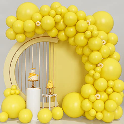 Yellow Balloons 100pcs Yellow Balloon Garland Arch Kit 5/10/12/18 Inch Different Sizes Yellow Matte Latex Balloon for Sunflower Balloons Arch Honey Bee Baby Shower Birthday Party Wedding Decorations