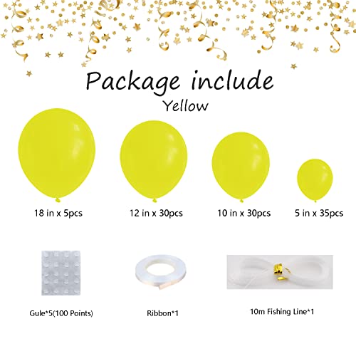 Yellow Balloons 100pcs Yellow Balloon Garland Arch Kit 5/10/12/18 Inch Different Sizes Yellow Matte Latex Balloon for Sunflower Balloons Arch Honey Bee Baby Shower Birthday Party Wedding Decorations