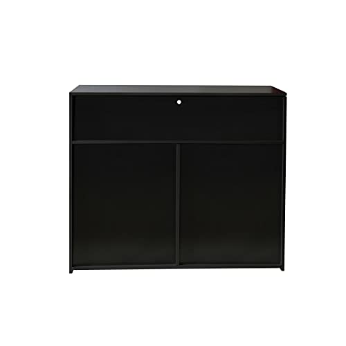 Goujxcy LED Kitchen Sideboard Storage Buffet Cabinet High Gloss for Living Room, Modern Wooden Unit Cupboard TV Stand with 2 Doors for Hallway Dining Room (Black6)
