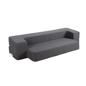 hontop 10 inch modern folding sofa bed couch memory foam couch full futon sofa sleeper chair for living room guest mattress, dark grey
