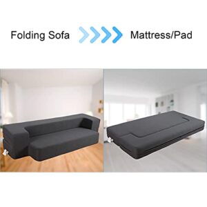 HonTop 10 Inch Modern Folding Sofa Bed Couch Memory Foam Couch Full Futon Sofa Sleeper Chair for Living Room Guest Mattress, Dark Grey