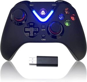 rotomoon wireless game controller with led lighting compatible with xbox one s/x, xbox series s/x gaming gamepad, remote joypad with 2.4g wireless adapter perfect for fps games (black)