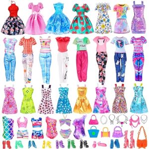 ebuddy doll clothes and accessories 33 pack doll outfit dress swimsuit and necklaces handbags shoes for 11.5 inch girl doll