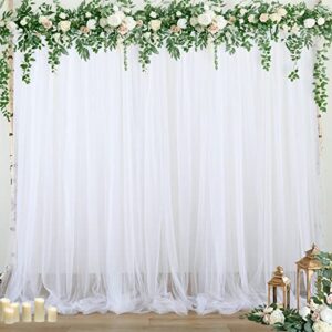sheer backdrop curtains white tulle backdrop curtain for parties wedding white backdrop curtain for birthday party baby shower photos background drape 30ft x 10ft(5ft x 10ft, 6 panels)