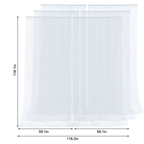 Sheer Backdrop Curtains White Tulle Backdrop Curtain for Parties Wedding White Backdrop Curtain for Birthday Party Baby Shower Photos Background Drape 30ft x 10ft(5ft x 10ft, 6 Panels)