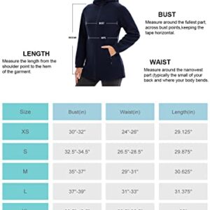 BALEAF Women's Fleece Jacket Long Zip Up Hoodie Lightweight Thermal Sweater Coat for Hiking Travel Navy Blue XL