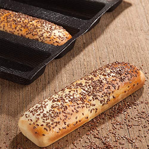 Meajore Baguette Pan, Nonstick Perforated Silicone Bread Pan, 5 Slots French Bread Baking Pan (17.7x13.4x1.4 inch)