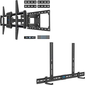 mounting dream tv mount tv bracket for most 42-75 inch tvs, up to vesa 600x400mm, 100 lbs, md2632-24k and md5425 sound bars up to 15 lbs